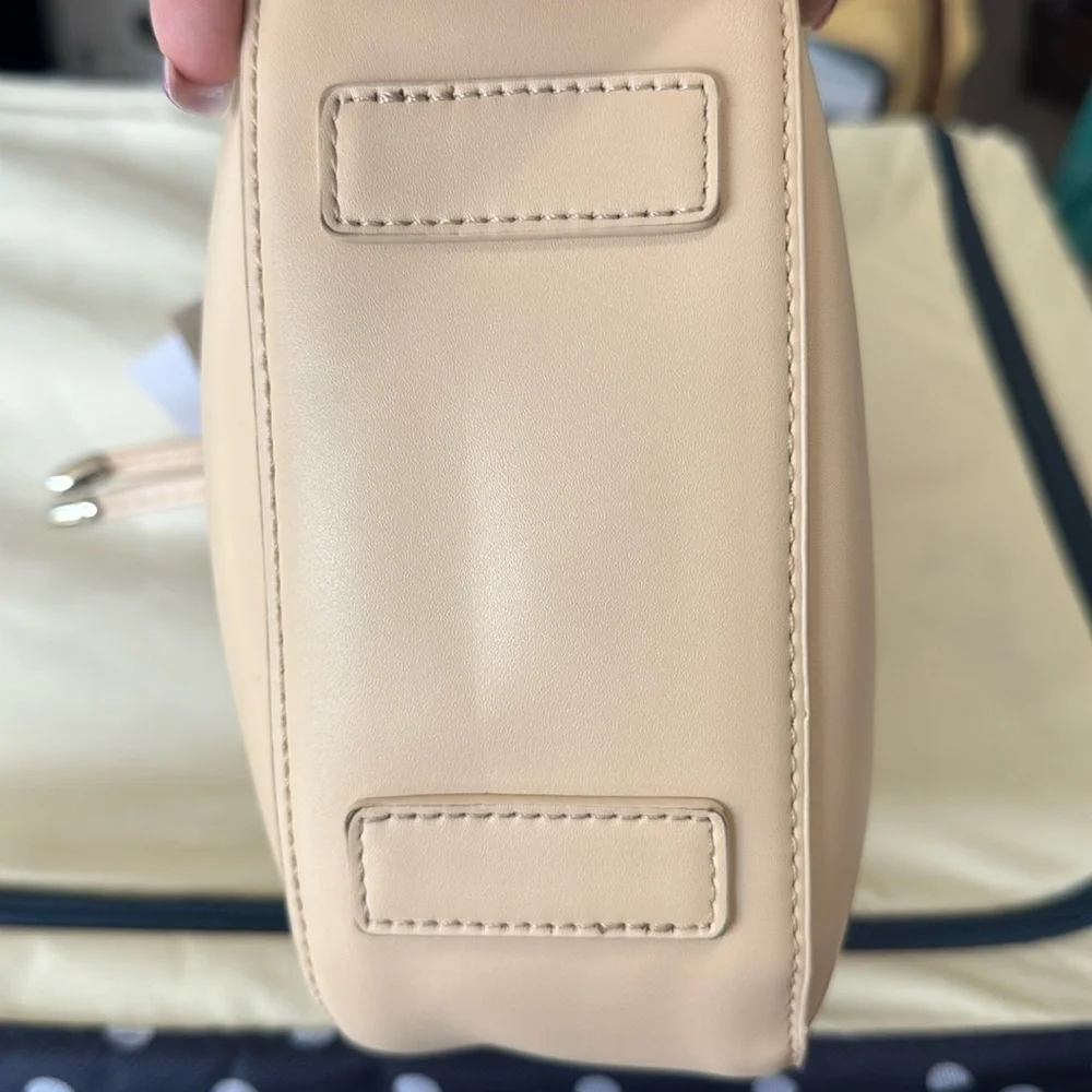 A. Calin Augusta Beige Vegan Leather Bucket Crossbody Bag NWT